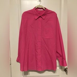 Foxcroft Hot Pink Button-Down, Long-Sleeved Shirt. Wrinkle-Free, Size 24W